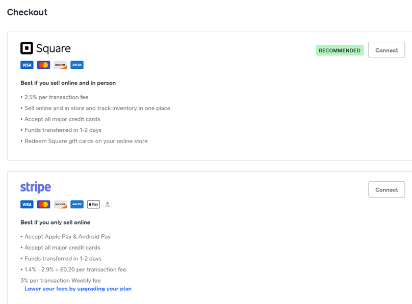 Checkout options