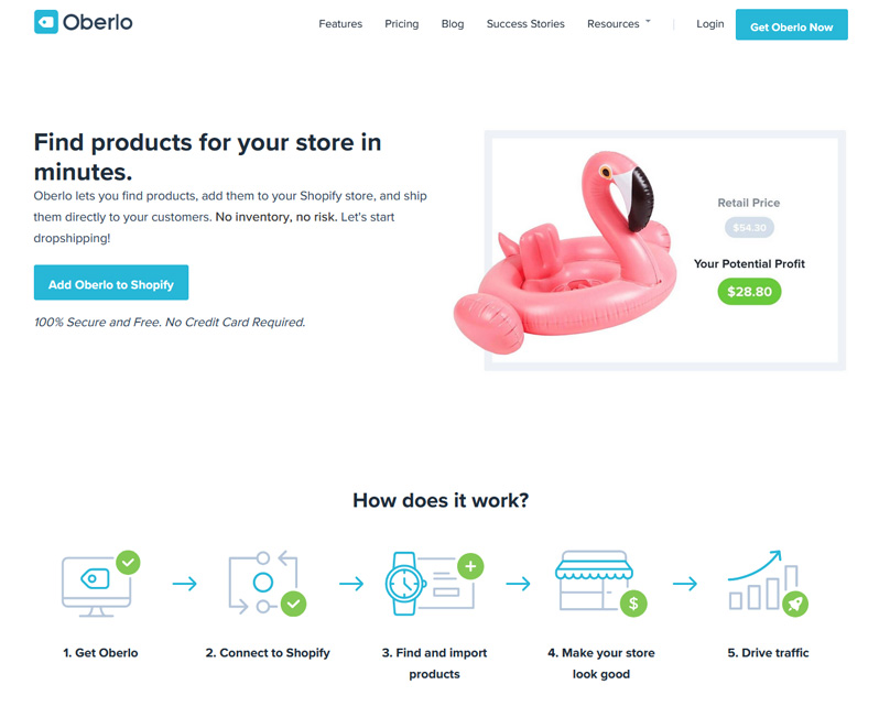 Oberlo Homepage