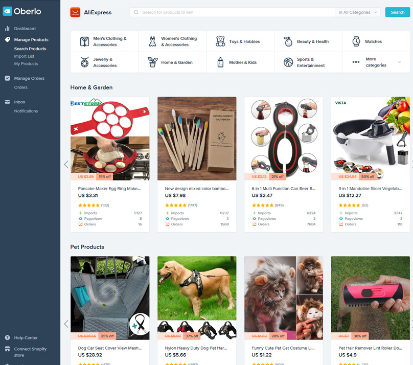 Oberlo has a great product search