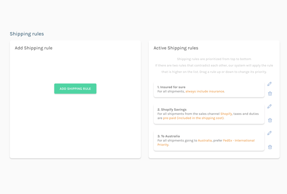 Create shipping rules