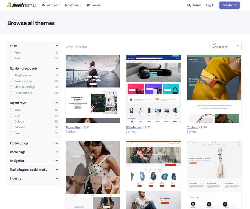 Shopify has a range of well-designed themes