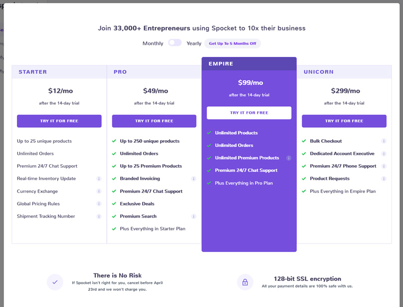 Spocket Pricing Plans