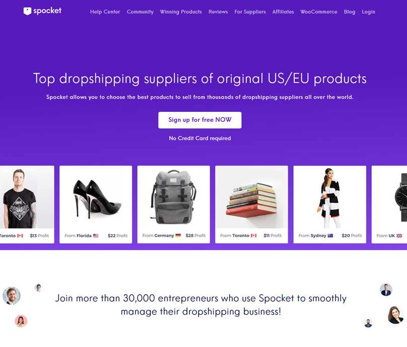 Spocket Homepage