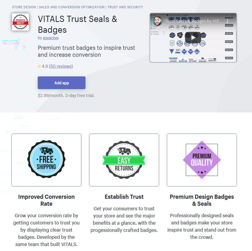 VITALS Trust Seals & Badges