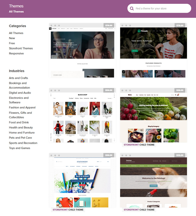 Woocommerce has thousands of themes to choose from