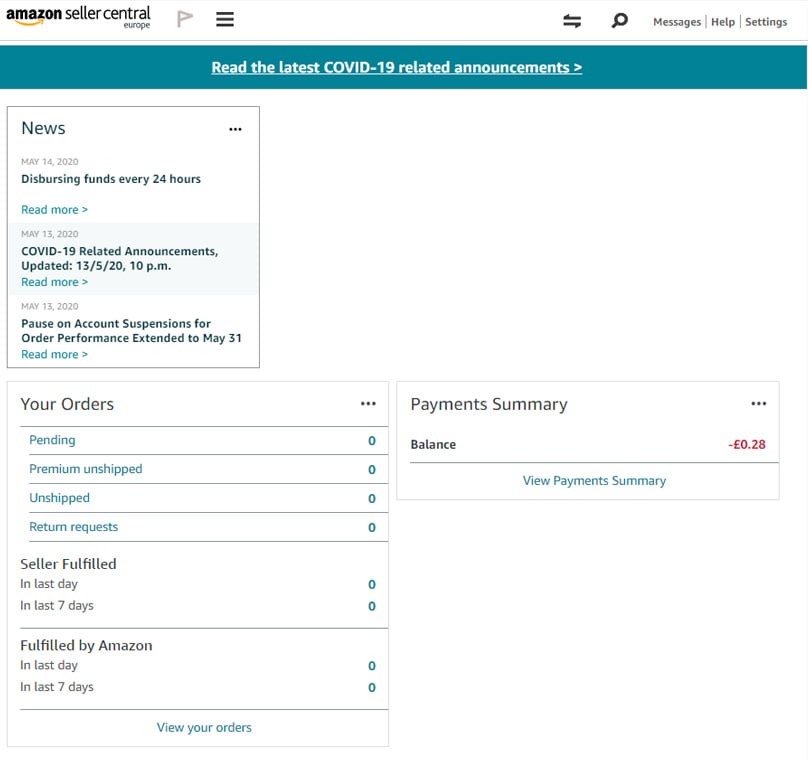 Amazon Seller Dashboard