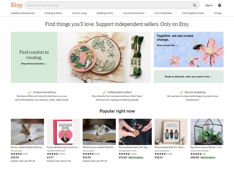 Etsy Homepage