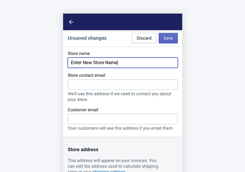 Change your store name in the mobile app