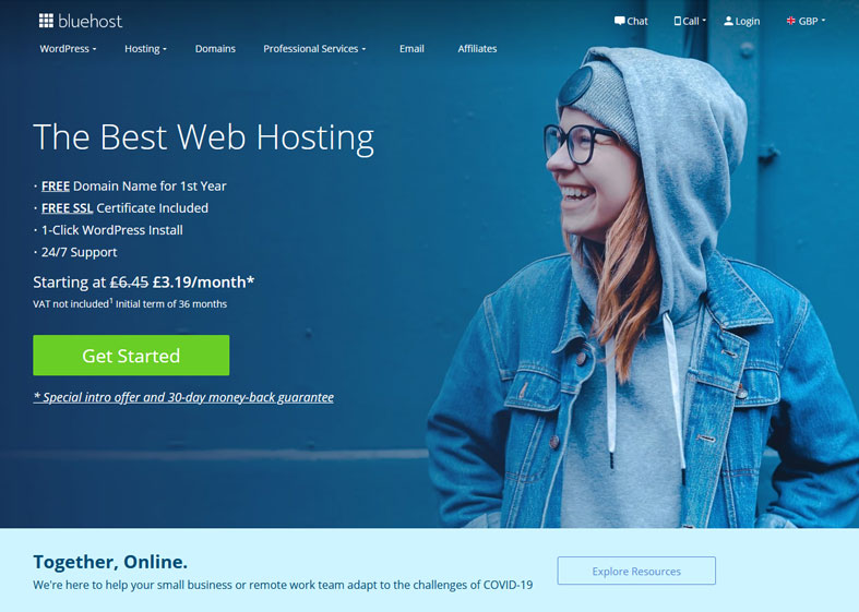 Bluehost offer great domains and website hosting for Amazon sites