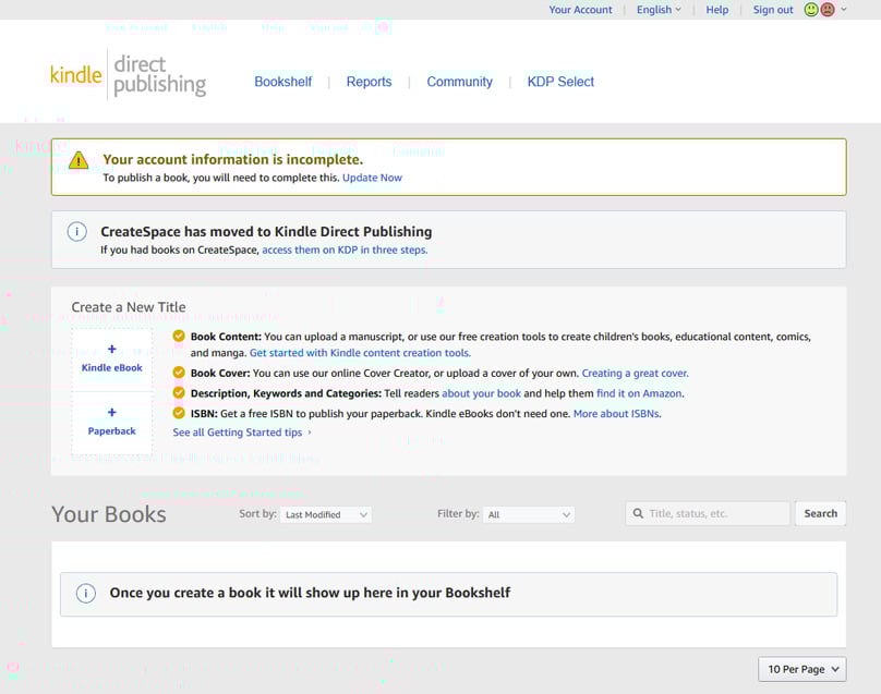 Self-publish eBooks and paperbacks for free with Kindle Direct Publishing
