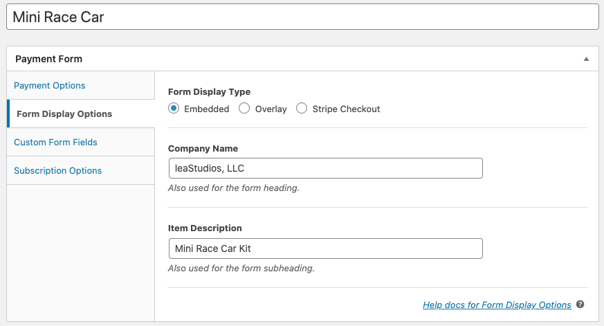 Form Display Options