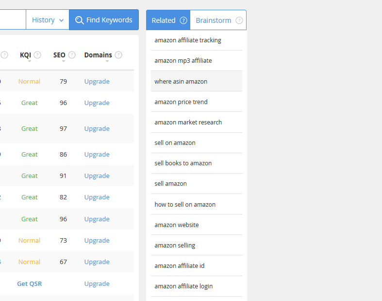 Get a list of related keywords