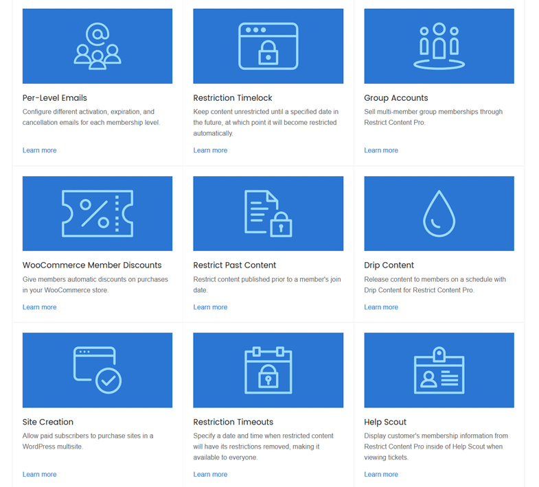 Some of the Pro Addons available