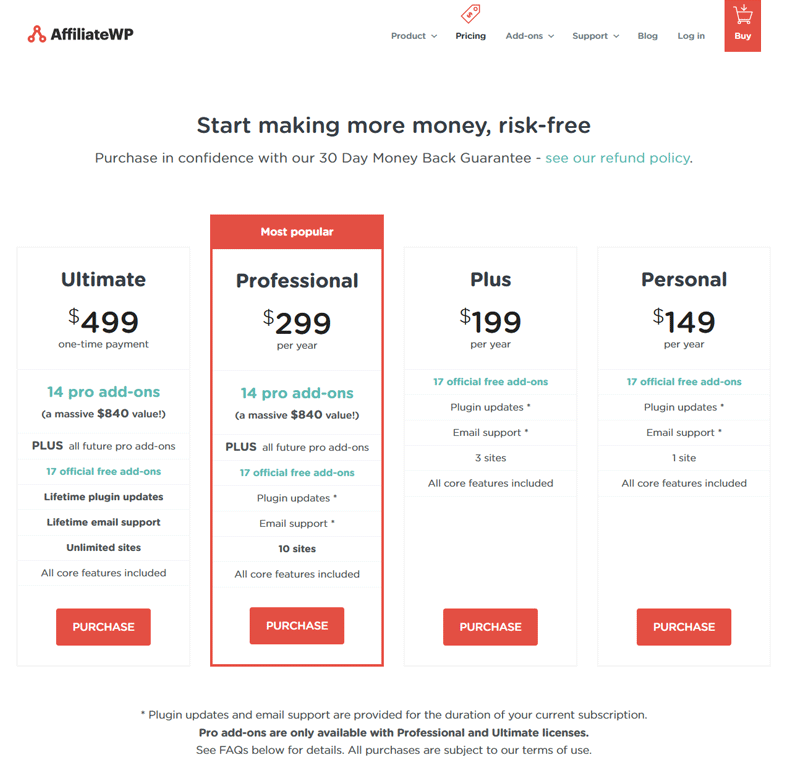 AffiliateWP Pricing