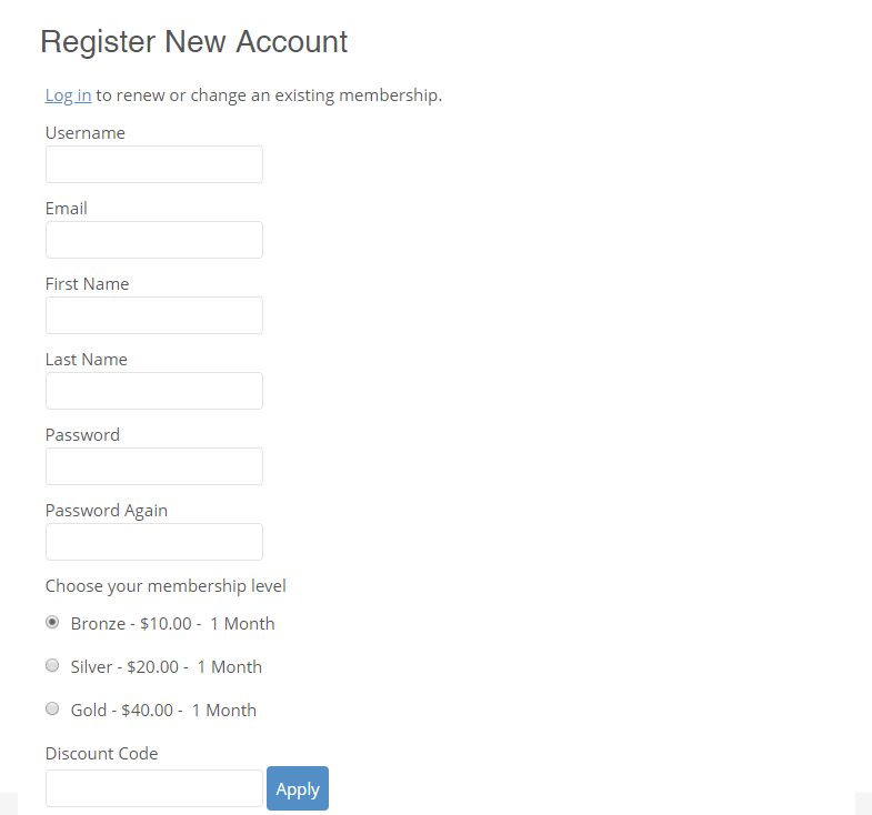 The Default Registration Page