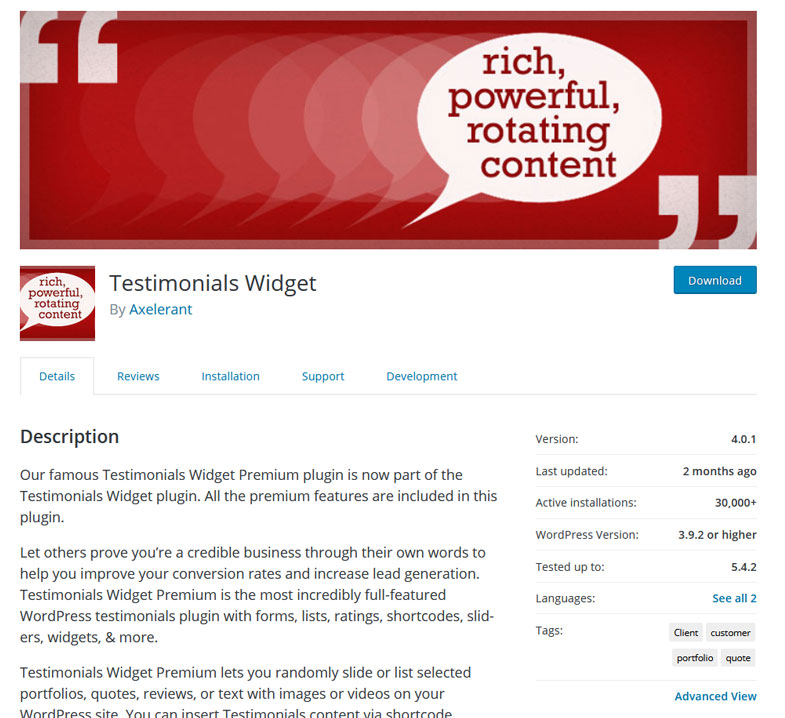 Testimonials Widge