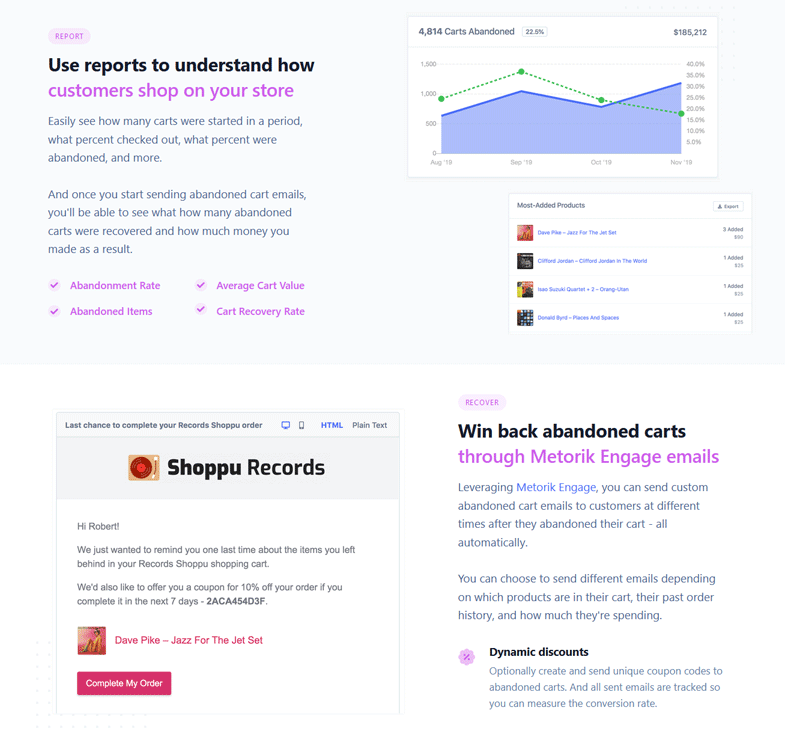 Analyse your abandoned carts and recover them with emails 
